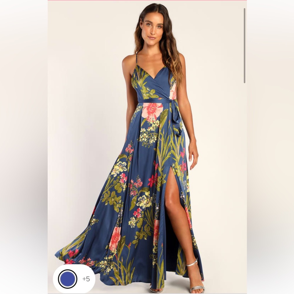 Lulus blue floral still the one dress - LIKE NEW